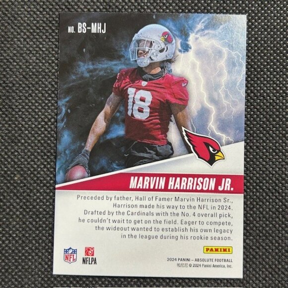 2024 Panini Absolute #BS-MHJ MARVIN HARRISON JR. By Storm Rookie Card RC Insert - Picture 2 of 2